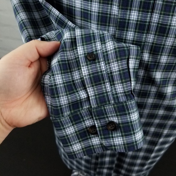 LL BEAN Mens Blue Green Plaid Cotton Sz Medium - Picture 6 of 8